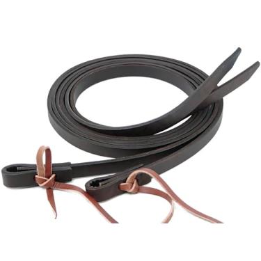 Imagem de Jeereal Rédeas divididas de couro, peso de óleo pesado, quebrado, rédeas flexíveis de cavalos ocidentais ProTack Ranch 5/20.3 cm x 7' (café escuro)