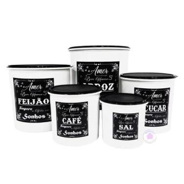 Imagem de Jogo De Mantimento De Plástico 5 Peças Redondo potes de cozinha porta 