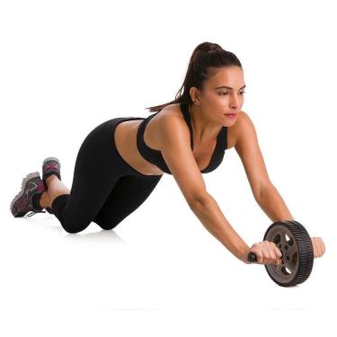 Imagem de Roda Exercício Abdominal Lombar Exercise Whell Liveup Cinza