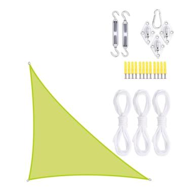 Imagem de TBATM Grande Jardim Sombra Vela Impermeável 5x5x7.1m Toldos,Triângulo Sol Sombra Vela 95% Uv Bloco,Triângulo Sol Toldo com Kit de Fixação,Vela Parasol para Pátio Varanda Piscina Bbq,Grass green