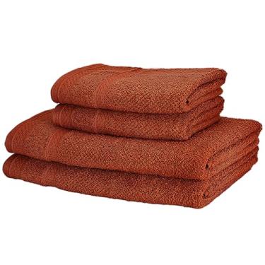 Imagem de Kit Toalha de Banho Döhler Marrocos 100% algodão, gramatura de 450g/m² (2 Banho 2 Rosto) (Terracota, BANHO-70cm X 140cm/ROSTO-50cm X 90cm)