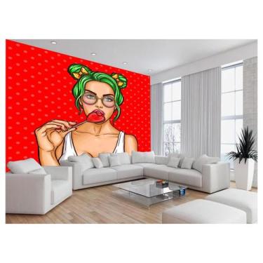 Imagem de Papel De Parede 3D Arte Rosto Mulher Colorido 3,5M Tra145 - Você Decor