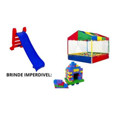 Imagem de Kit baby escorregador médio com 3 degraus + 1 piscina de bolinhas 1,50