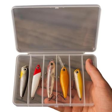 Imagem de Kit 5 Iscas Artificiais Sortidas + Estojo Pesca Compacto - Arapesca
