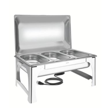 Imagem de Rechaud Tramontina Aço Inox 127V, 400W e 3 cubas 1/3