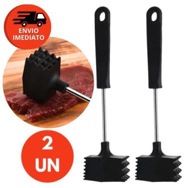 Imagem de Martelo Amaciador Carne Batedor Duplo Aço Inox Cabo Plástico 25cm Cozi
