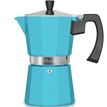 Imagem de Zulay Premium Moka Pot Espresso – Máquina de Café Expresso à Prova de Vazamento – Perfeita para Expresso Autêntico Estilo Cubano e Italiano – Faz 6 Xícaras de Expresso – Azul Claro