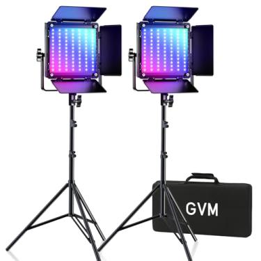 Imagem de Luz de vídeo LED GVM 800D RGB, kit de iluminação de vídeo 2 peças com controle de aplicativo, luz de painel LED de iluminação fotográfica de 40 W com 18 tipos de luzes de cena para estúdio YouTube
