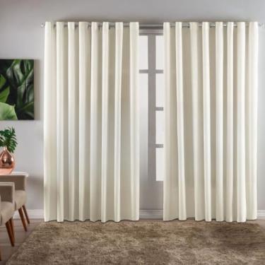 Imagem de Cortina grande Ilhós Cromado 3 x 2,20 Oxford Para Quarto Sala Escritório(Palha)