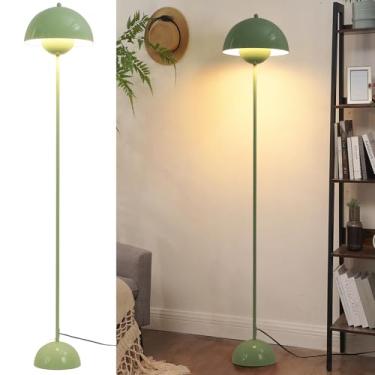 Imagem de INJAK Luminária De Chão Moderna Para Quarto - Luminárias Altas Sala Estar Canto Led Boho Escritório Vintage Industrial Flor Pé Única Meados Do Século (Verde Claro)
