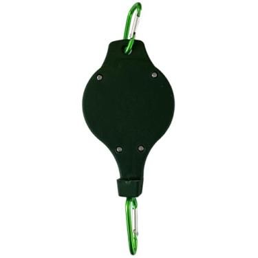 Imagem de Ioensy Suporte retrátil para plantas, cesto de flores pendurado, gancho retrátil resistente para plantas ao ar livre, polias para vasos, alimentador de, Verde Escuro