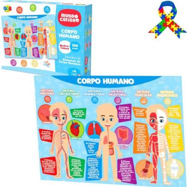 Imagem de Quebra Cabeça Corpo Humano 100 Peças Brinquedo Infantil - GGB Brinqued