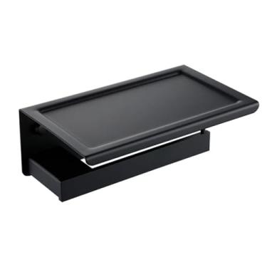 Imagem de Conjunto de acessórios para banheiro, preto fosco, aço inoxidável Sus304, porta-papel, porta-escovas de dentes, toalheiro, prateleiras de banho (suporte com prato)