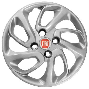 Imagem de Jogo 4 Calotas Aro 14 Logo Fiat Uno Attractive 2015 16 Prata