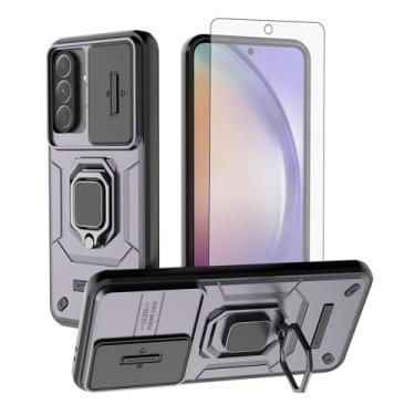 Imagem de Asuwish Capa de telefone para Samsung Galaxy A36/A56 5G com capa deslizante para câmera de vidro temperado, suporte de anel, resistente, fino, protetor de célula híbrida de grau militar A 36 56