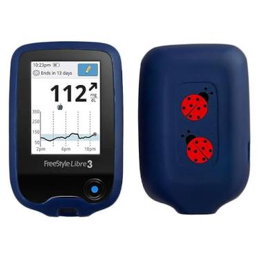 Imagem de SNK Capa de silicone projetada joaninha para Freestyle Libre 3 Freestyle Libre 2 (azul)