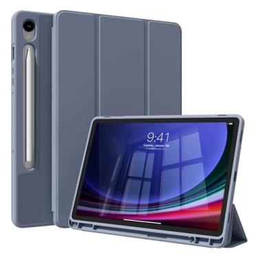 Imagem de KenKe Capa para Samsung Galaxy Tab S9 11 polegadas modelo SM-X710/X716B/X718U com suporte para caneta S, capa protetora de tablet flexível de TPU macio com três dobras, suporta carregamento S Pen