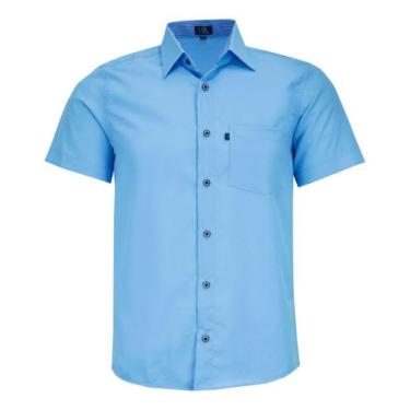 Imagem de Camisa Social Masculina Mc Lbl Com Bolso Não Amassa 3031, Azul médio, 