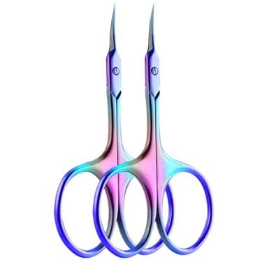 Imagem de Tesoura de cutícula de aço inoxidável, 1/2/4 peças, ferramentas para manicure e pedicure, aparador de unhas, colorida, 2 peças, BH01