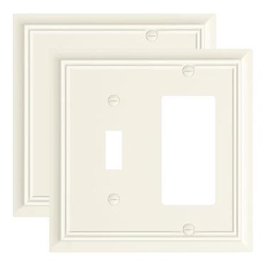 Imagem de Pacote com 2 placas de cobertura para interruptores de luz decorativos/decorativos, amêndoas claras, placas de interruptor de fibra de bambu natural durável e tampas de tomada, resistente à corrosão
