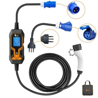 Imagem de Carregador para Carro Elétrico Portátil, 3,5KW-7KW 20A 32A 85-264V Type 2 Cabo de 5M EV Tipo 2 Carros Elétricos e Híbridos,Uso interno/externo Aplicável a 99% dos modelos Envio de São Paulo, Brasil