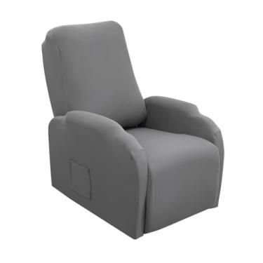 Imagem de CRFATOP Capas para cadeira reclinável, 4 peças, capas reclináveis sólidas pequenas com bolso, capas reclináveis de sofá para Home Theater, 1 assento reclinável, capa de sofá para crianças, cães