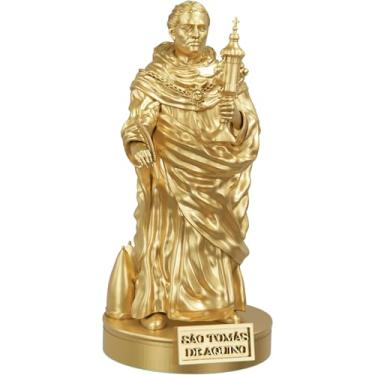Imagem de Estátua São Tomás de Aquino - Filósofo e Teólogo Católico (Cor Ouro)
