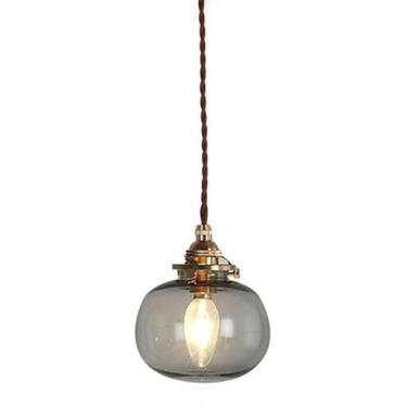 Imagem de Luz Pendente Simples Moderna Sombra De Vidro Luminárias Suspensas Iluminação Com Galvanoplastia Luz De Teto De Gota De Ferro Para Loft Vintage Lustre único Altura Ajustável, C