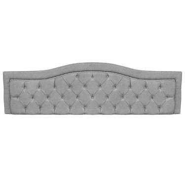 Imagem de Cabeceira Queen Realeza 160cm com Botões Capitonê Suede Cinza Claro - 