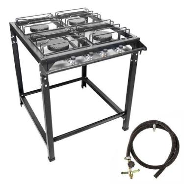 Imagem de Fogão 4 Bocas Grande Industrial Ferro Fundido Alta Pressão ROA