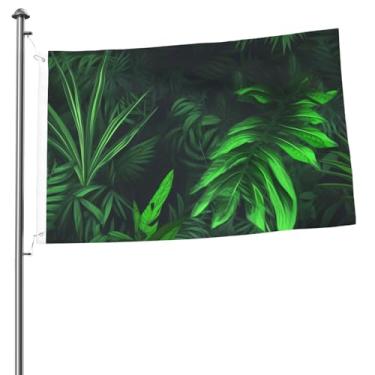 Imagem de Bandeiras engraçadas de 6 x 7 m para fora bandeira verde floresta tropical planta jardim bandeira impressão dupla face bandeira de jardim bem-vindo bandeiras de jardim para gramado doméstico bandeiras