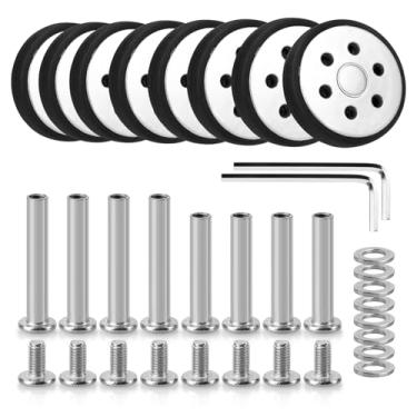 Imagem de Domiella 8 peças de rodas de substituição de bagagem OD 55 mm, rodas giratórias giratórias de borracha de 360 graus, peças de reparo de rodas de carrinho de viagem resistentes ao desgaste, DLA15