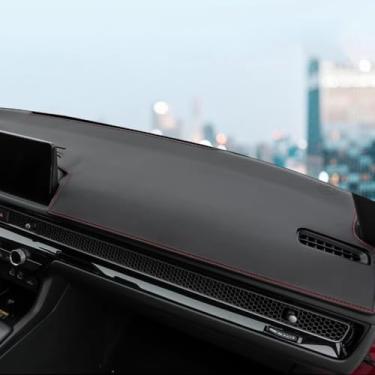Imagem de REPOYUL Apto para Honda Civic 2025 2024 2023 2022 painel preto capa de console central protetor de painel protetor protetor de almofada de microfibra borda atualizada almofada de couro (costura