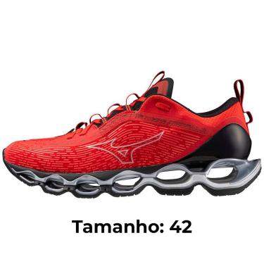 Imagem de Tênis Mizuno Wave Prophecy 13 Masculino, Tamanho 42, Vermelho, Infinity Wave, U4ic, X10, Drop 10.5mm
