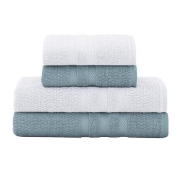Imagem de JOGO TOALHA DE BANHO BUDDEMEYER VANILLA EXTRA SOFT 4 PEÇAS BANHO E ROSTO GRANDE MACIA ALTA ABSORÇÃO (Azul e Cinza)