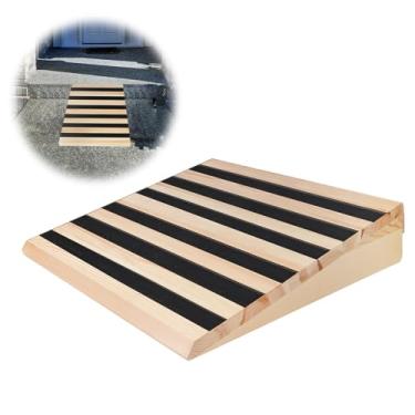 Imagem de yeezoo Rampa de Soleira de Madeira de 4" para Degraus de Casa(17,7" L X 4,0" A, 17,7" L Não É Larga O Suficiente para Cadeiras de Rodas, Compre Mais E Conecte Várias Rampas para Obter Uma Mais Larga)