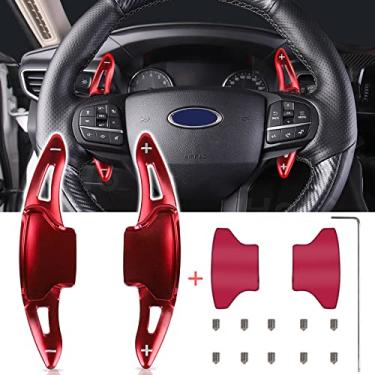 Imagem de JHO Extensão de câmbio de volante para carro para Ford Explorer 2020 2021 Base XLT Limited Platinum Acessórios internos (vermelho)