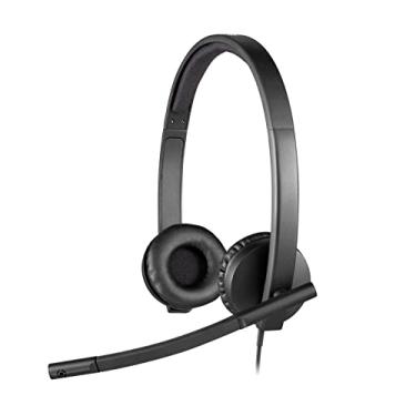 Imagem de Logitech H570e Fone de ouvido com fio, fones de ouvido estéreo com microfone de cancelamento de ruído, USB, controles em linha com botão de mudo, LED indicador, PC/Mac/Laptop - Preto