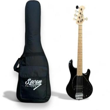 Imagem de Contrabaixo Seven Music - Ativo 5 Cordas Bk Preto Sbm-57 C/bag - Seven