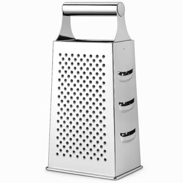 Imagem de Ralador Fatiador 4 Faces em Aço Inox Utensílio Multiuso para Queijos Legumes Frutas e Verduras Uso Doméstico ou Profissional - Compras Nets