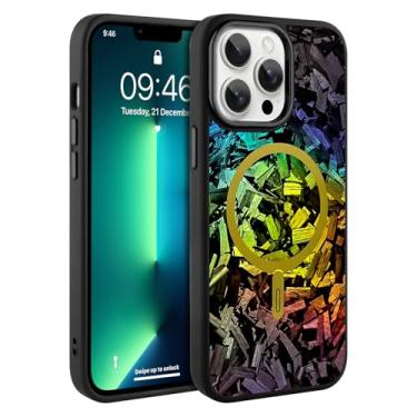 Imagem de AIGOMARA Capa magnética de fibra de carbono forjada para iPhone 13 Pro Max, compatível com Magsafe, capa de telefone protetora à prova de choque de TPU macio e fina brilhante, prata