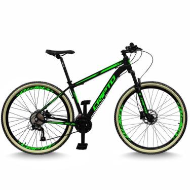 Imagem de Bicicleta Aro 29 Cripto 24 Marchas Freios Disco E Suspensão Pneu Bege - Preto/verde - 21" Preto/verde