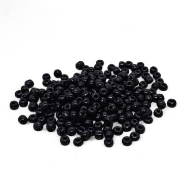 Imagem de Miçanga Leitosa para Guia Preta Lisa Artesanato 4mm de 250g