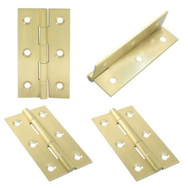 Imagem de Murtenze 4 peças mini dobradiças de latão sólido de 7,6 cm, dobradiças de armário de latão, dobradiças de caixa pequena dobradiças para armário, gaveta, caixa de madeira