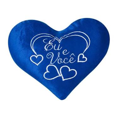 Imagem de Almofada Coração Pelúcia Velboa Bordado Frases Românticas - Vitor Bord