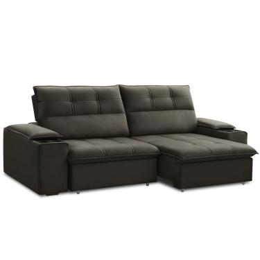 Imagem de Sofá Retrátil Reclinável Para Sala 3 Lugares 210cm Zayn F04 Veludo Marrom Escuro - Lyam Decor