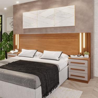Imagem de Cabeceira Casal Extensível com Led Luminous Cinamomo / Off White