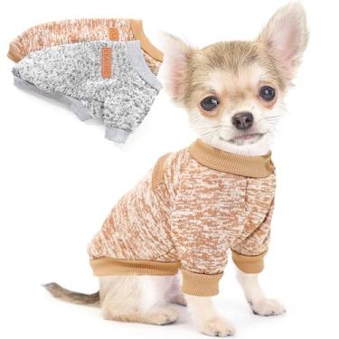 Imagem de 2 peças de suéteres de cachorro para cães pequenos, roupas femininas de lã de inverno para filhotes, roupas quentes para Yorkie, chihuahua, buldogue, dachshund, pug, PP