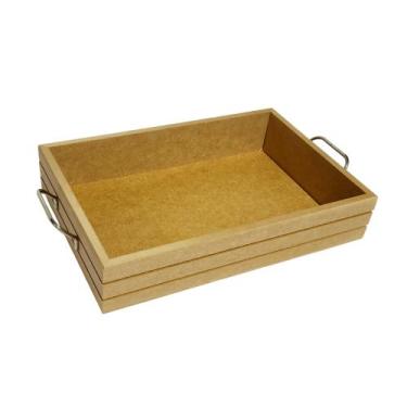 Imagem de Bandeja retangular em mdf com alça metálica - FESHOP, P