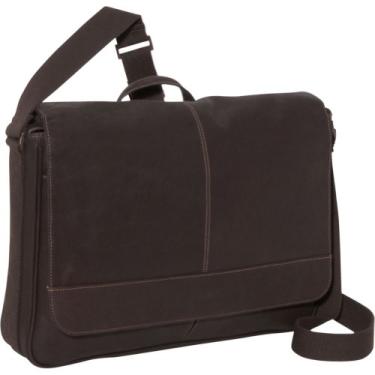 Imagem de Kenneth Cole Reaction Manhattan Bolsa carteiro de couro colombiano para laptop/tablet com aba de RFID, Bolsa carteiro para laptop 15,6”, Marrom, Laptop Messenger Bag